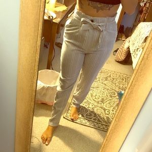 High waisted linen blend pants